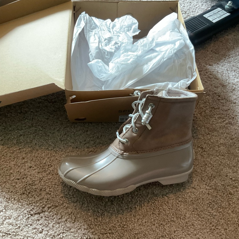 Sperry Tan Winter Rain Boots Mid-Calf